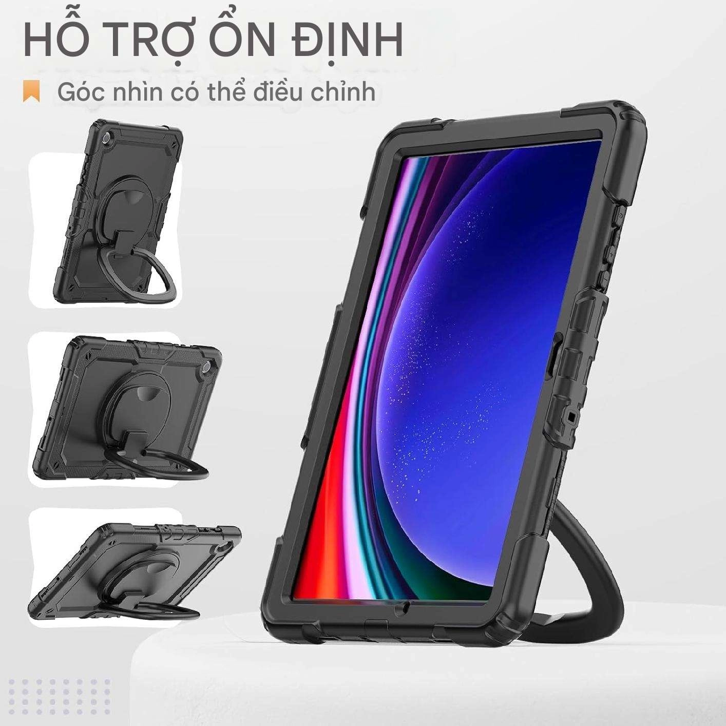 Ốp lưng chống sốc Samsung Tab A9 Plus 11inch SM-X210/SM-216/SM-X218 (3 lớp bảo vệ siêu bền, tay cầm xoay 360 độ