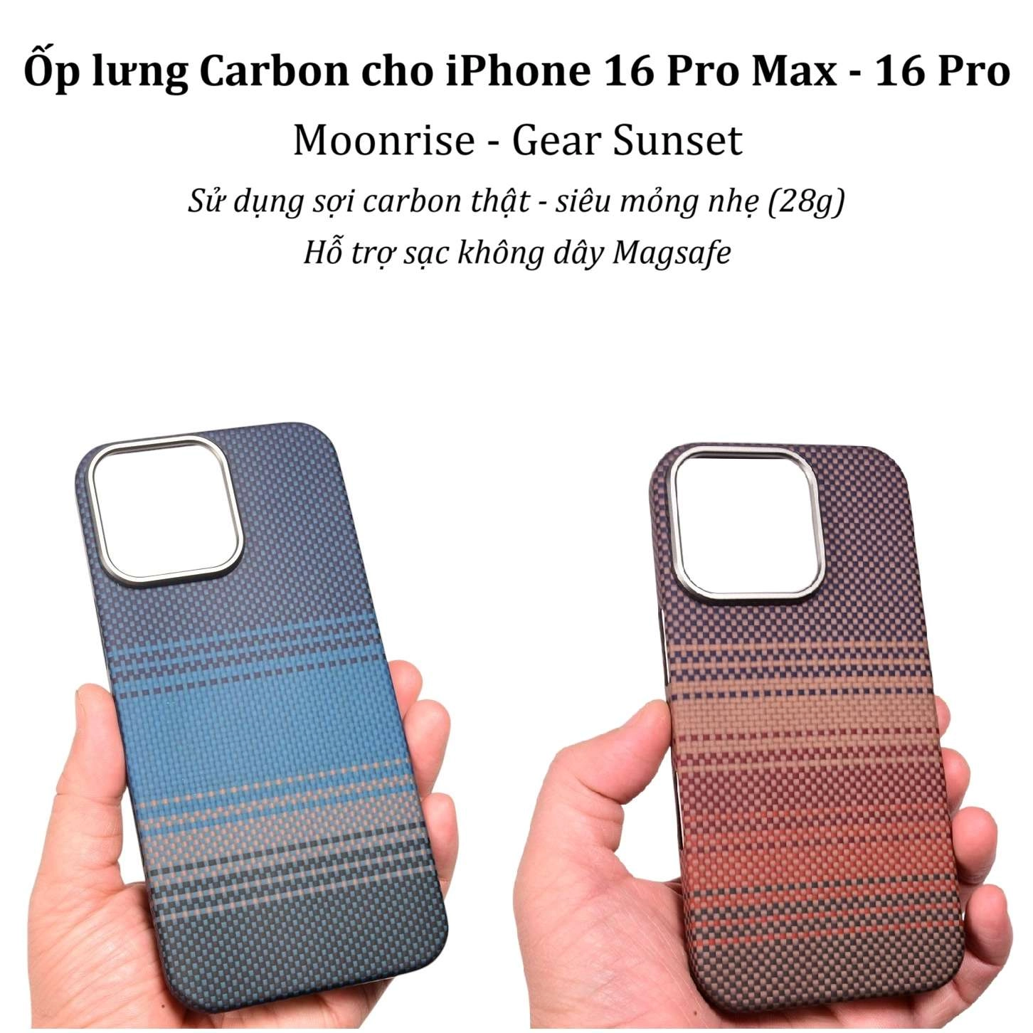 Ốp lưng iPhone 16 Pro, iPhone 16 Pro Max chất liệu Carbon Moonrise/ Gear Sunset