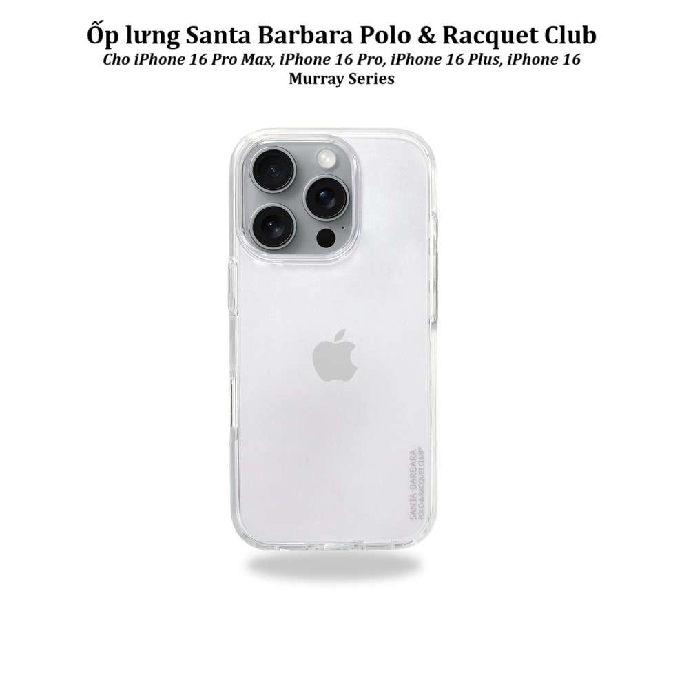 Ốp lưng trong suốt Santa Barbara Polo & Racquet Club Murray cho iPhone 16 Pro Max, 16, 16 Pro, iPhone 16 Plus	