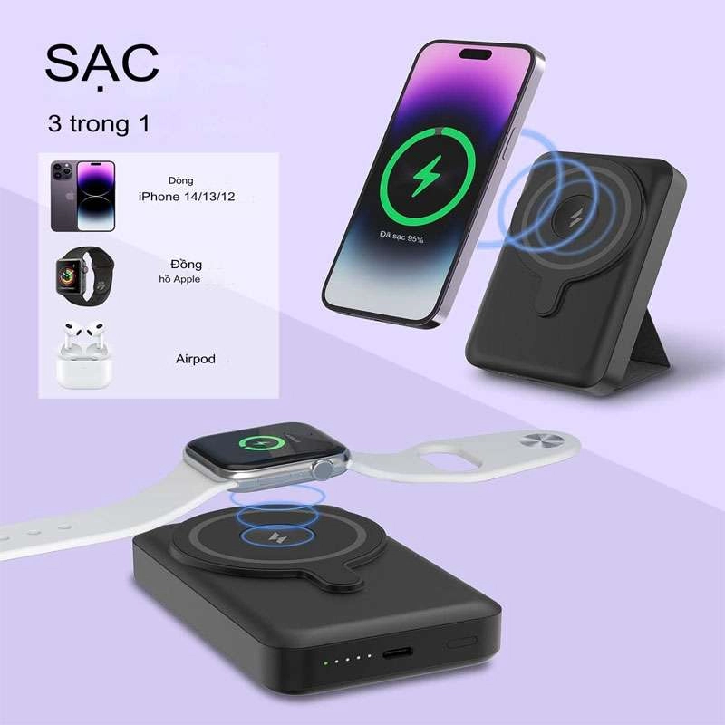 Pin dự phòng không dây hít từ tính cho iPhone và Apple Watch 15W 10000mAh (ZHX-PB17)