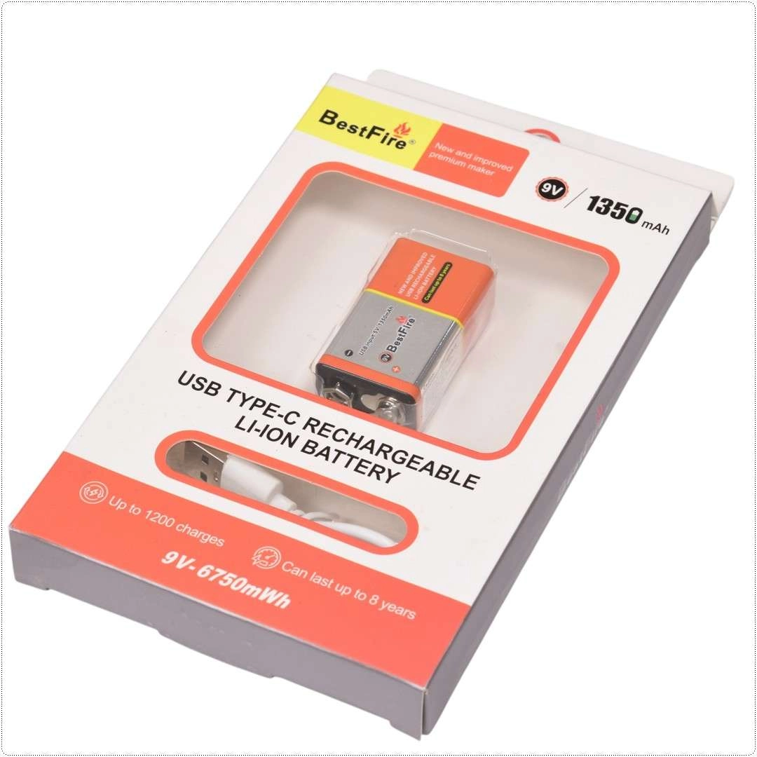 Pin sạc 9V BestFire 6750mWh (5V-1350mAh) tích hợp cổng sạc type-c