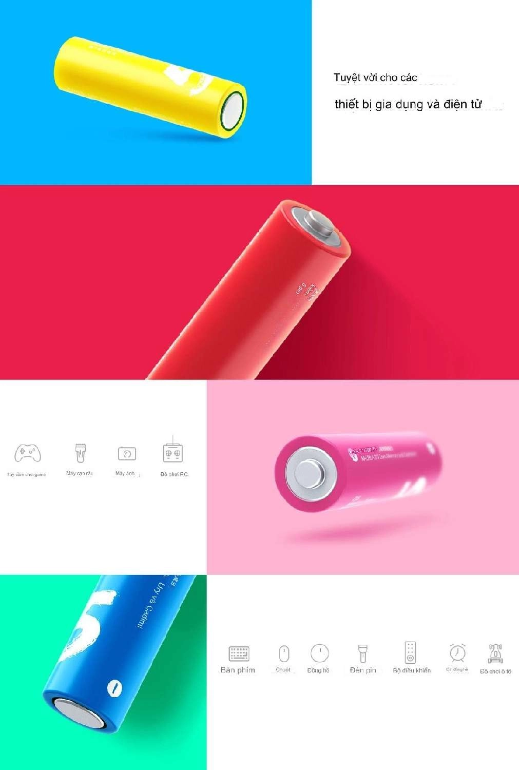 Pin Xiaomi ZI5 Bảy sắc cầu vồng (10 viên pin AA, Alkaline Battery)