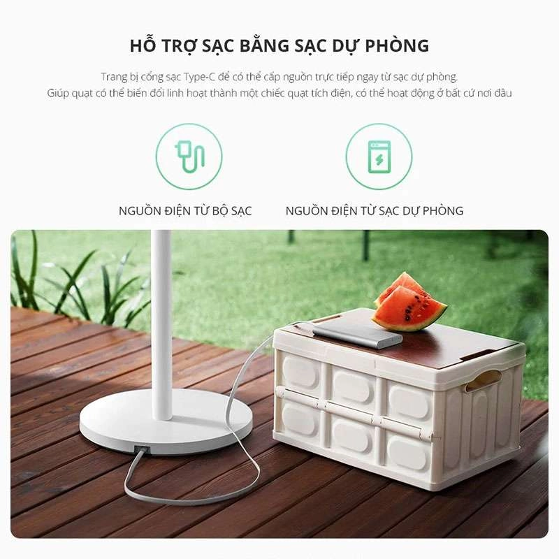 Quạt cây thông minh Xiaomi Gen 1X động cơ biến tần DC 12V bản nâng cấp chạy được bằng pin dự phòng