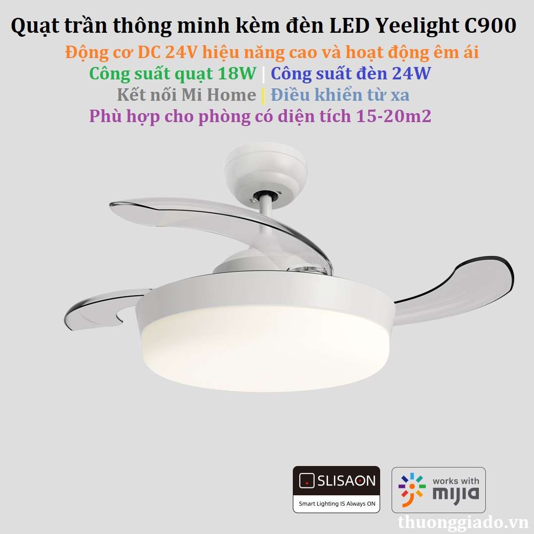 Quạt trần kèm đèn led thông minh Yeelight C900 (kết nối Mi Home)