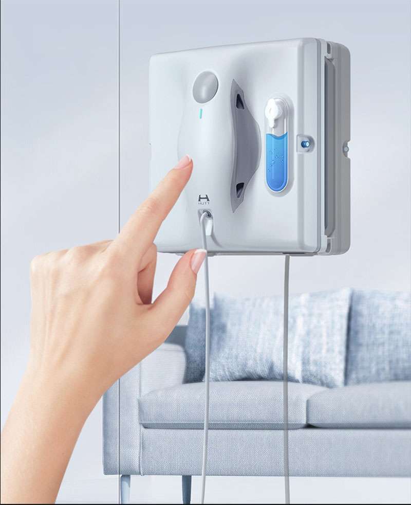 Robot Lau Cửa Kính Hutt W8 Mới Tự Động Thông Minh Phun Nước Lau Kính (Lực Hút Cao 3200Pa, pin 300mA, làm sạch 24m2)