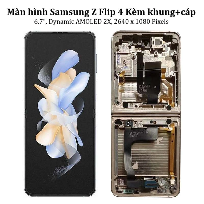 Thay màn hình phụ Samsung Galaxy Z Flip 4 F721, 1.9 inchs, Super AMOLED, 260 x 512 Pixels kèm kính lưng