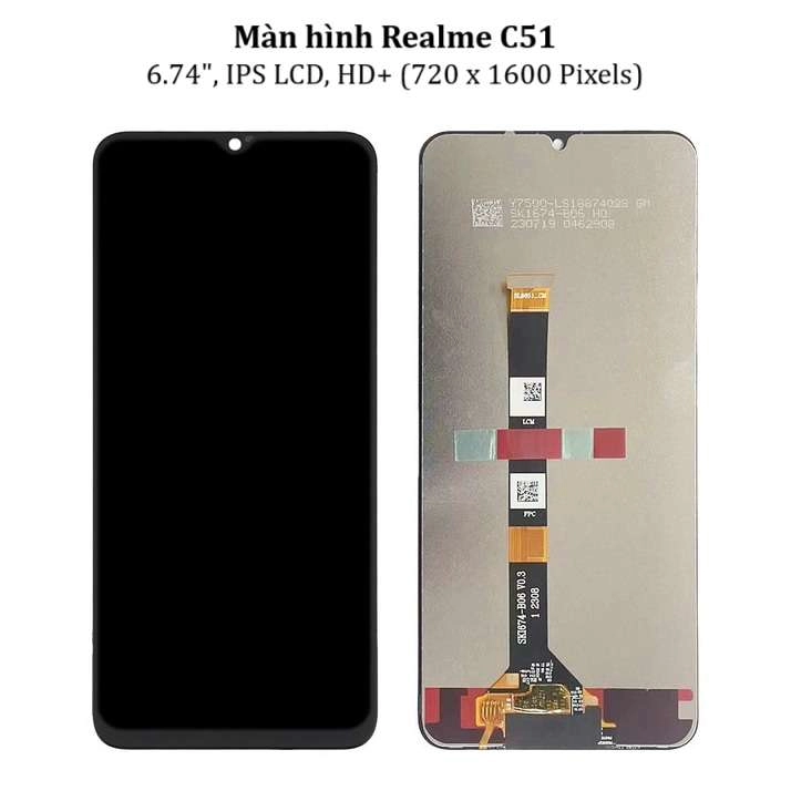 Thay màn hình Realme C51, 6.74 inchs, IPS LCD, HD  (720 x 1600 Pixels)