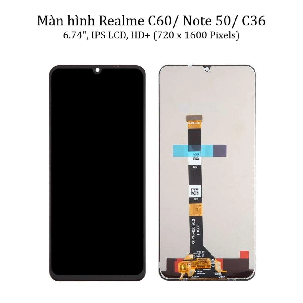 Thay màn hình Realme C60 / Note 50 / C36 , 6.74 inchs, IPS LCD, HD  (720 x 1600 Pixels)