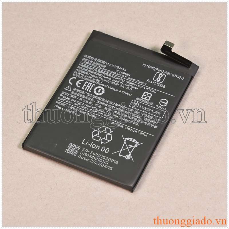 Thay pin Xiaomi Mi 10T, Mi 10T Pro (BM53) 4.45V 5000mAh 19.3Wh Li-ion Polymer Battery