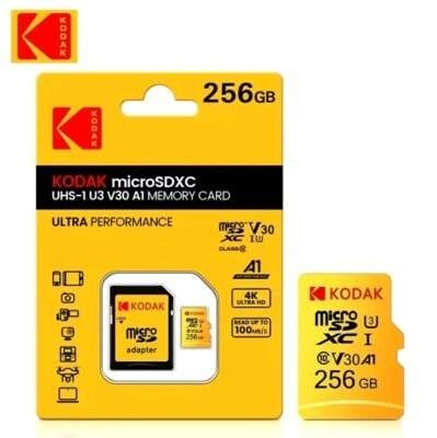Thẻ nhớ Kodak microSDXC UHS-I U3 V30 A1 256GB kèm áo thẻ micro SD