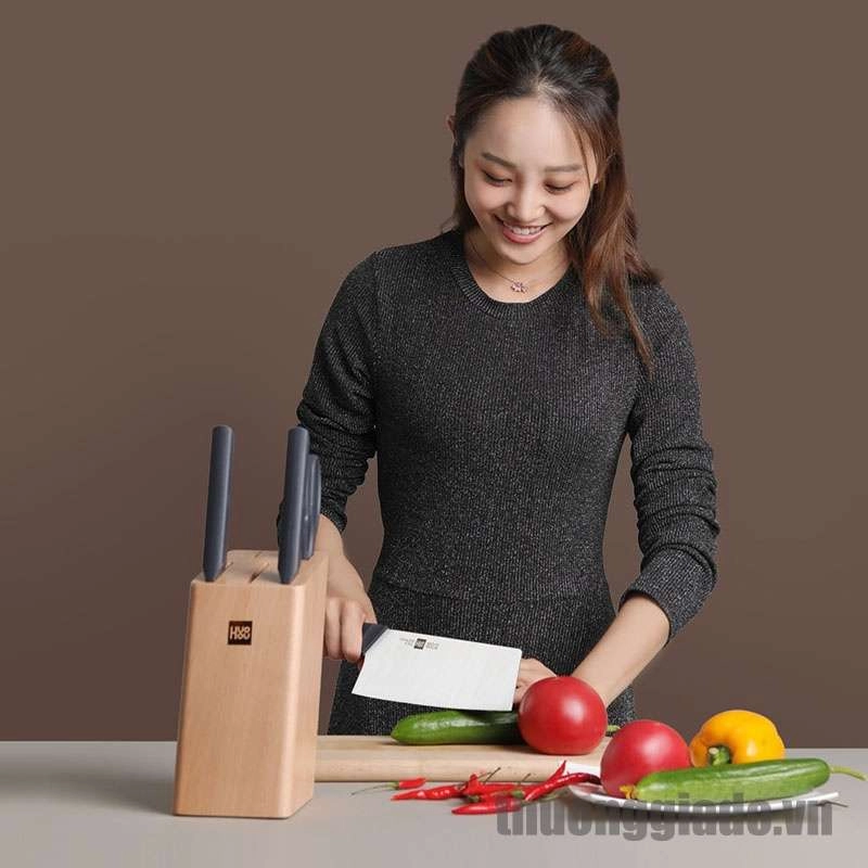 Bộ dao kéo nhà bếp Xiaomi Huohou HU0057, 6 chiếc, thép không gỉ, kèm chân đế