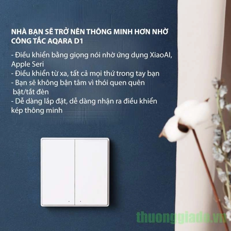 Công tắc gắn tường thông minh Xiaomi Aqara D1, sử dụng công nghệ zigbee, 1/2/3 công tắc