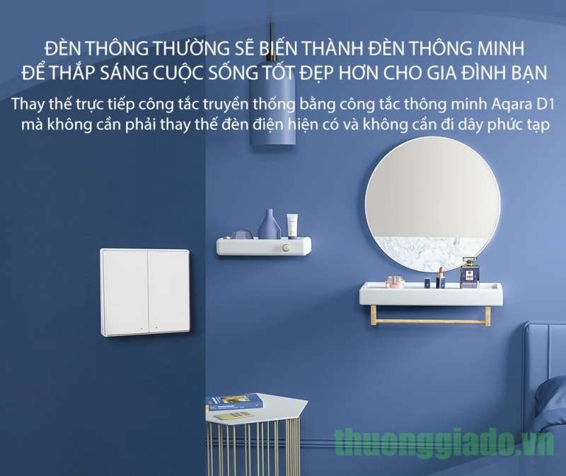 Công tắc gắn tường thông minh Xiaomi Aqara D1, sử dụng công nghệ zigbee, 1/2/3 công tắc
