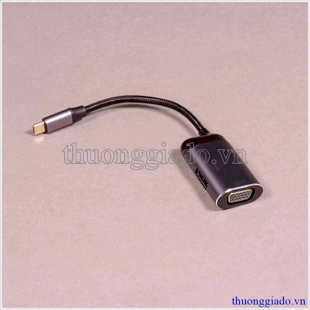 Cổng chuyển Type C sang HDMI và VGA (dài 10cm)