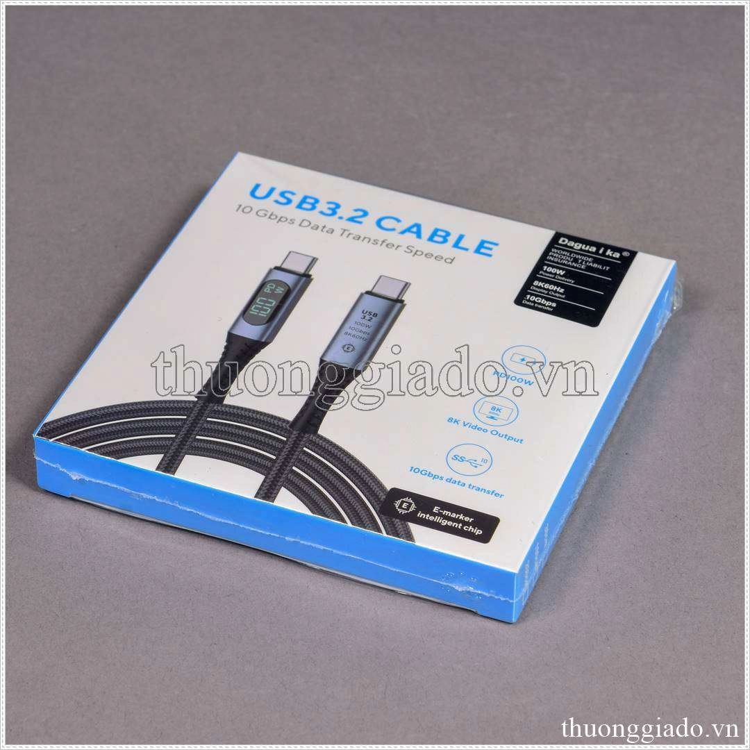 Cáp USB 3.2 Gen 2 Type C, có màn hình hiển thị, tốc độ 10Gbps, video 8k, sạc nhanh PD 100W, dài 1 mét