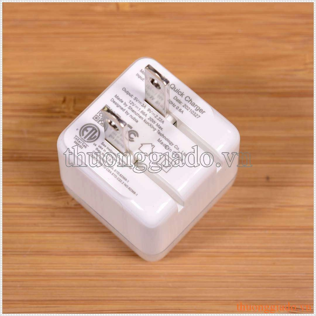 Củ sạc Nubia 20W Cube Quick Charger (Type-C) Model PA0207 sạc cho iphone thế mới