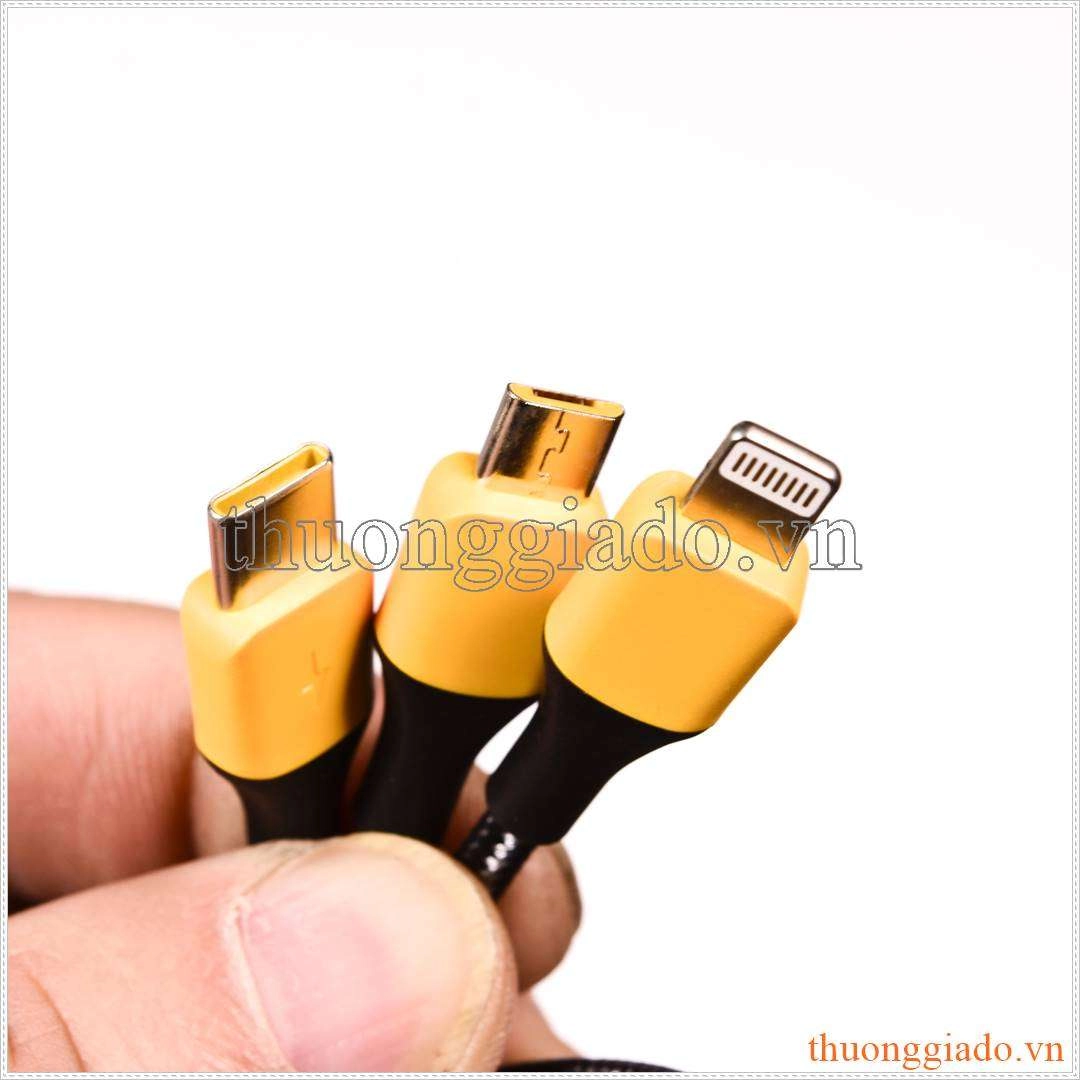 Dây sạc 3 đầu - Cáp sạc 3 đầu - Dây sạc đa năng Realme RTX214 (type C, lightning, micro usb) 1.2m 2.4A