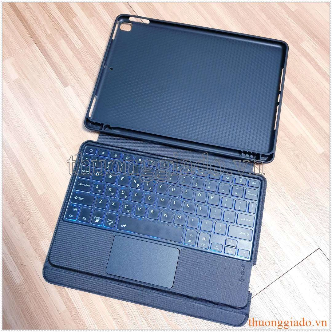 Bao da kèm bàn phím iPad Air 3 2019, iPad 10.5 2019, iPad Pro 10.5 2017 có touchpad, có đèn nền phím bấm, có ngăn để bút, hỗ trợ kết nối 3 thiết bị cùng lúc (mẫu 2023)