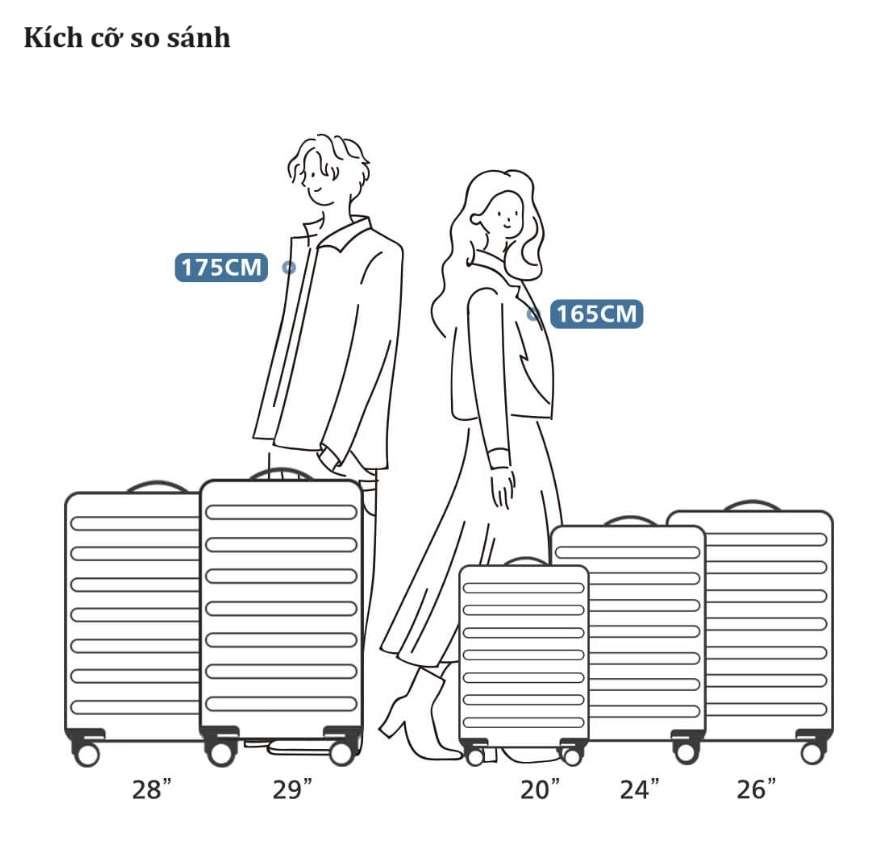 Vali bảy sọc Xiaomi 90 Point 28 inch và 29 inch pro	