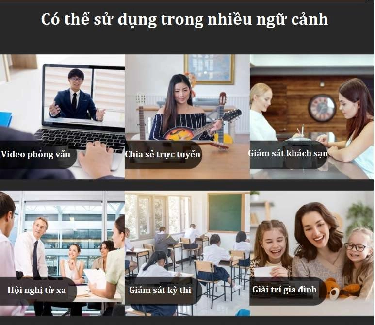 Camera học online Xiaovv HD Web USB Webcam (tích hợp micro, Độ phân giải Full HD 1080P, 2 Triệu điểm ảnh, Lấy nét tự động, Góc rộng 150 độ)