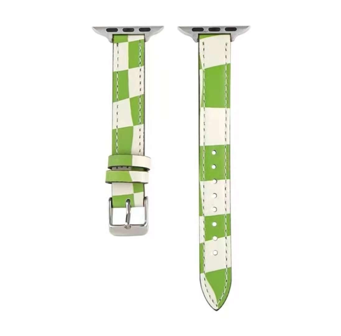 Dây đồng hồ Apple Watch 38mm/ 40mm/ 41mm/ 42mm/ 44mm/ 45mm (chất liệu da bò, họa tiết caro) series 1 đến series 7