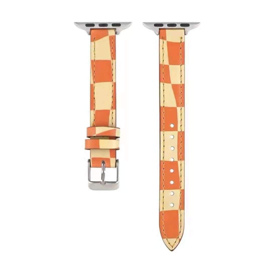 Dây đồng hồ Apple Watch 38mm/ 40mm/ 41mm/ 42mm/ 44mm/ 45mm (chất liệu da bò, họa tiết caro) series 1 đến series 7