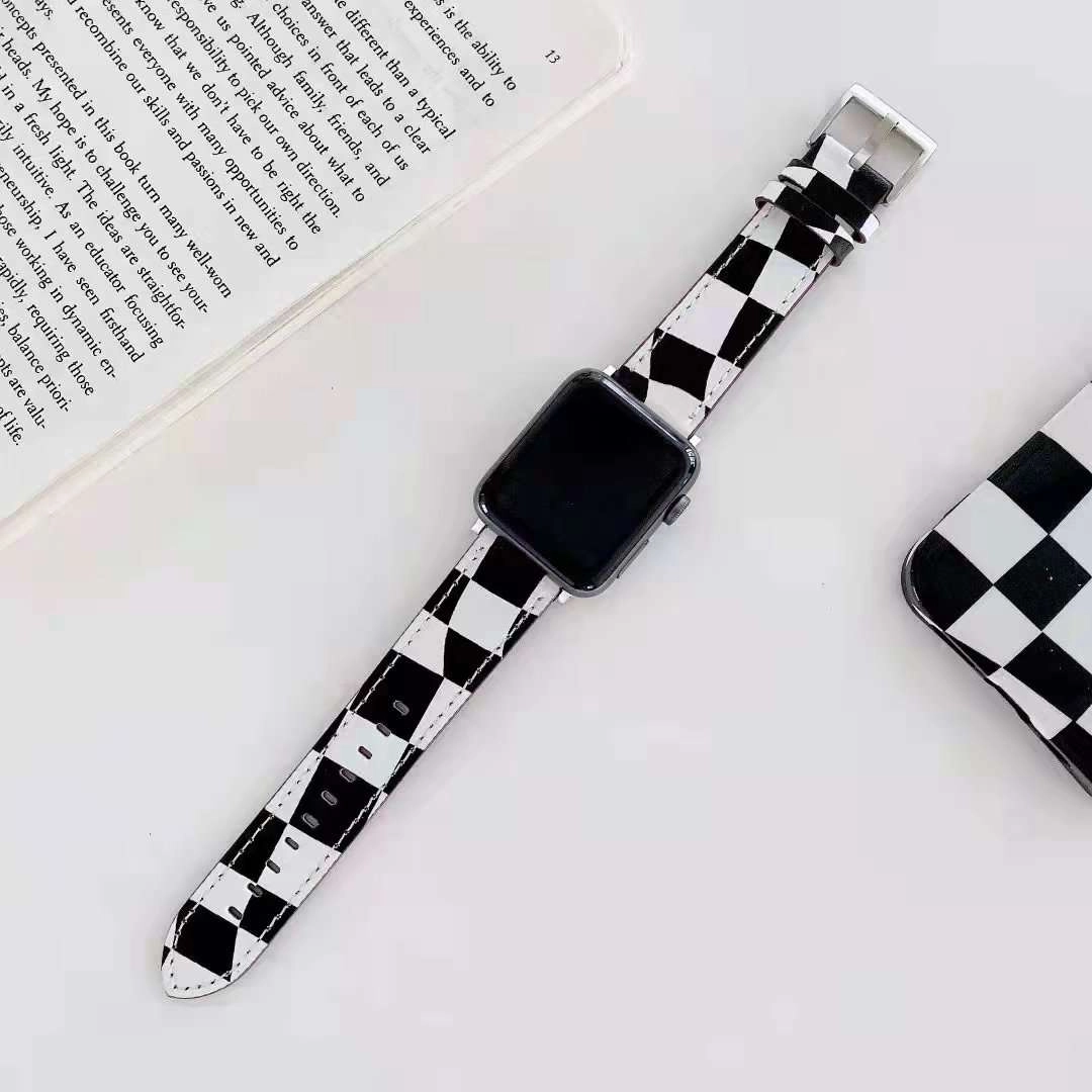 Dây đồng hồ Apple Watch 38mm/ 40mm/ 41mm/ 42mm/ 44mm/ 45mm (chất liệu da bò, họa tiết caro) series 1 đến series 7