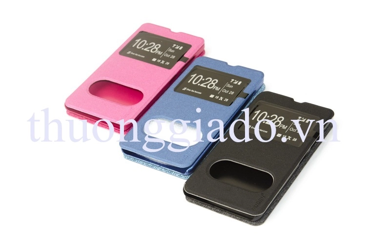 Bao Da Microsoft Lumia 535 (Hiệu Pudini, có 2 cửa sổ:01 view, 01 vuốt )