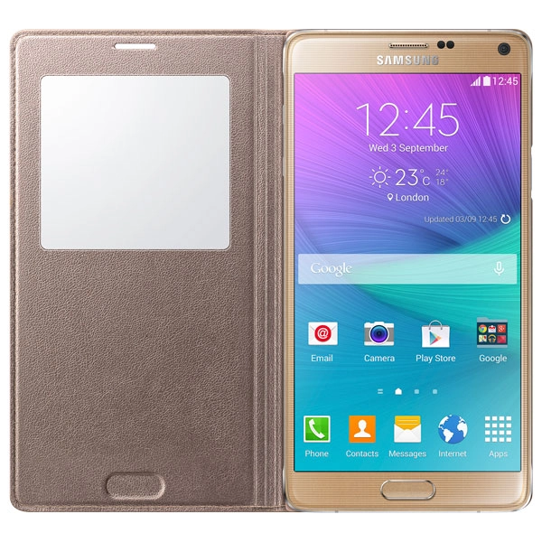 Bao Da Samsung Galaxy Note 4 S View Flip Cover Padding Chính Hãng Màu Vàng