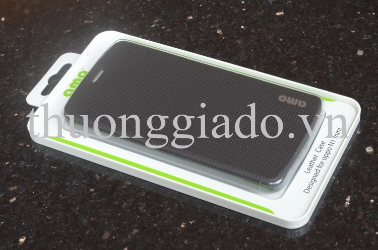 Bao Da Cầm Tay Nắp Gập Mở Kiểu Flip Cho OPPO Find N1 mini ( Hiệu AMO ) Màu Đen Xám