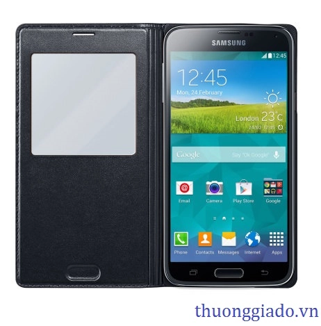 Bao Da S View Cover Chính Hãng cho Samsung Galaxy S5 Màu Đen