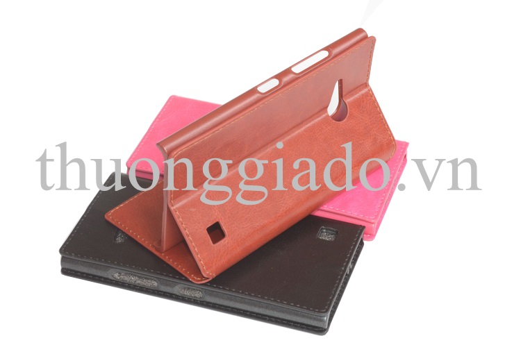 Bao da cầm tay nắp gập mở cho Nokia Lumia 730 Flip Leather Case