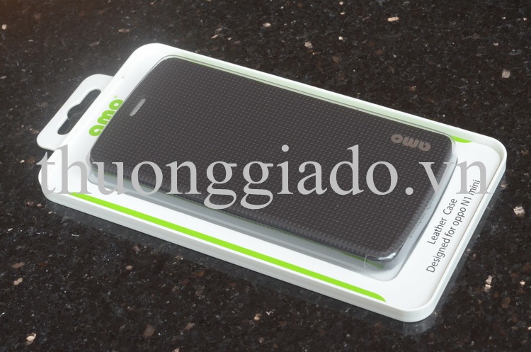 Bao Da Cầm Tay Nắp Gập Mở Kiểu Flip Cho OPPO Find N1 mini ( Hiệu AMO ) Màu Đen Xám
