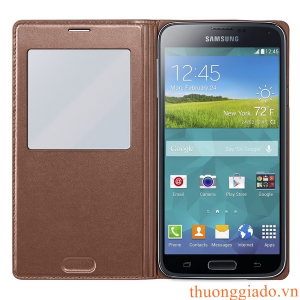 Bao Da S View Cover Chính Hãng cho Samsung Galaxy S5 Màu Vàng
