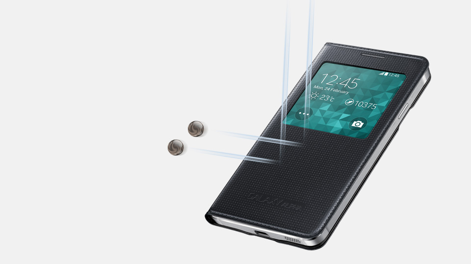 Bao Da Samsung Galaxy Alpha G850 S View Cover Chính Hãng Màu Vàng