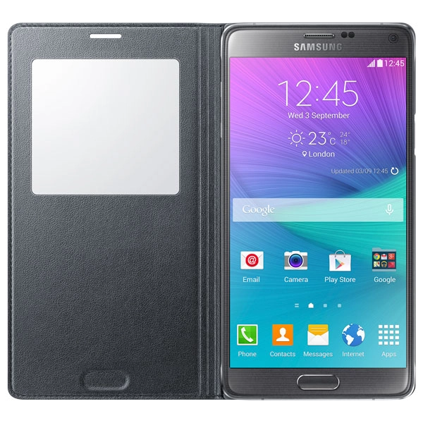 Bao Da Samsung Galaxy Note 4 S View Flip Cover Padding Chính Hãng Màu Xám Đen