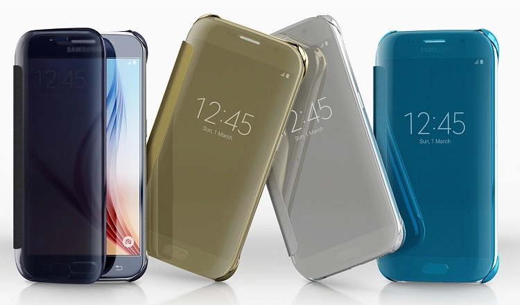 Bao Da Samsung Galaxy S6 G920f Clear View Cover Màu Vàng Chính Hãng