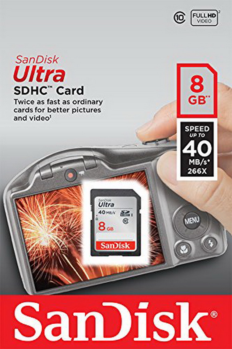 Thẻ nhớ Sandisk Ultra 8Gb SDHC Card tốc độ ghi lên tới 40Mb/s