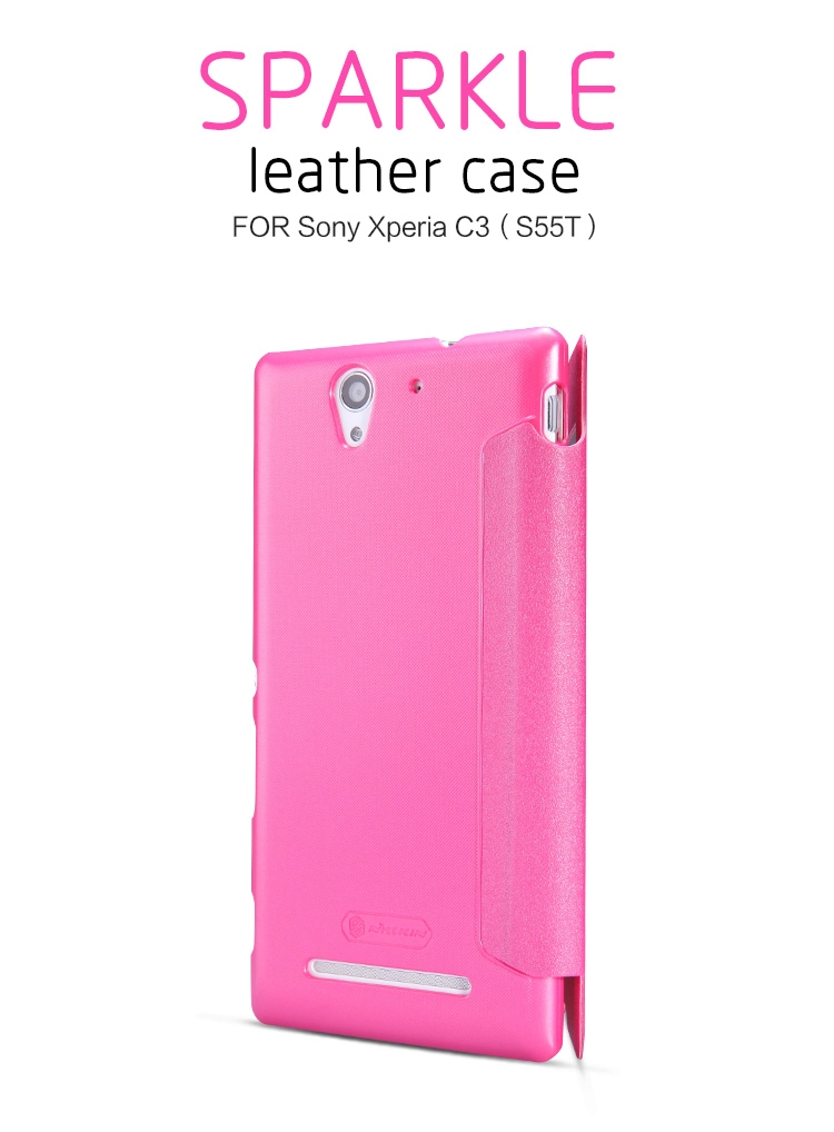 Bao Da Sony Xperia C3 / S55T ( Hiệu NillKin, NEW LEATHER CASE- Sparkle Leather Case )
