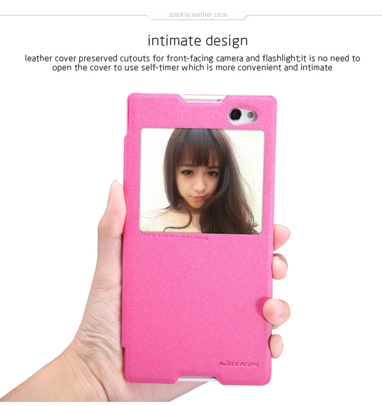 Bao Da Sony Xperia C3 / S55T ( Hiệu NillKin, NEW LEATHER CASE- Sparkle Leather Case )