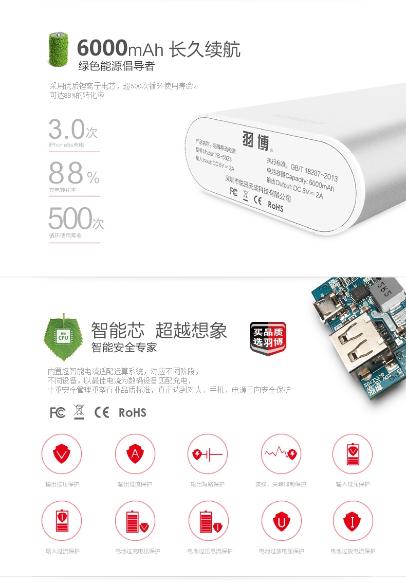 Pin Dự Trữ, Dự Phòng Yoobao 6000mAh (5V-2A) Specialist Power Bank S3 ( YB-6023 ) Chính Hãng