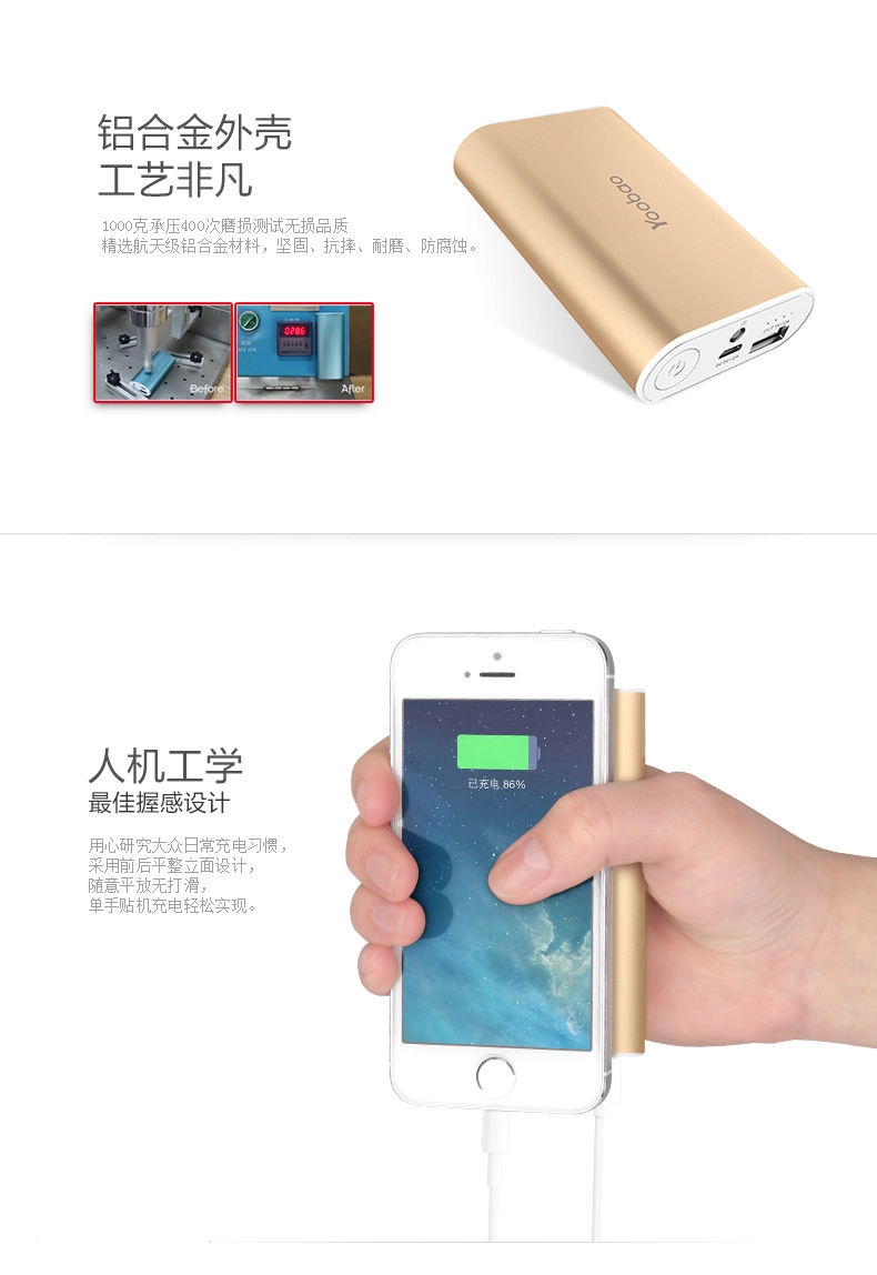 Pin Dự Trữ, Dự Phòng Yoobao 6000mAh (5V-2A) Specialist Power Bank S3 ( YB-6023 ) Chính Hãng