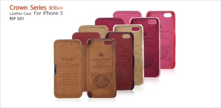 Bao Da iCarer cho iPhone 5 ( Gập mở chiều ngang và có nam châm giữ mặt)