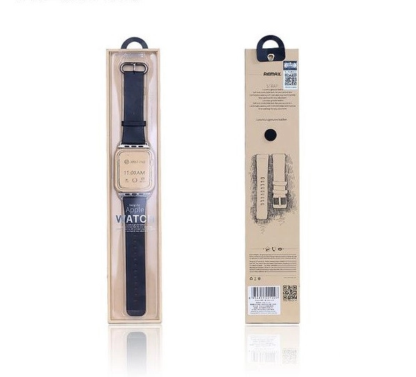 Dây da thay thế Apple Watch 38mm màu đen (hiệu REMAX, da bò mịn)