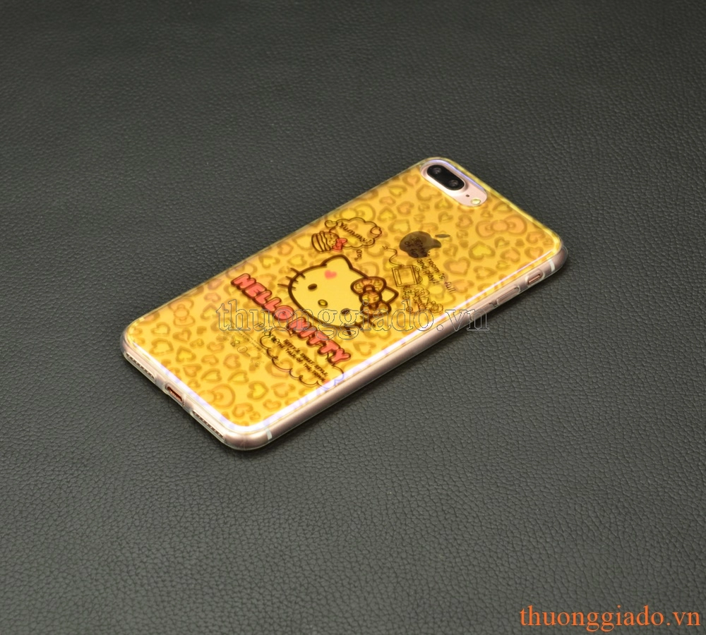 Ốp lưng silicone iPhone 7 Plus (5.5"),mặt lưng in 3D, chủ đề Hello Kitty
