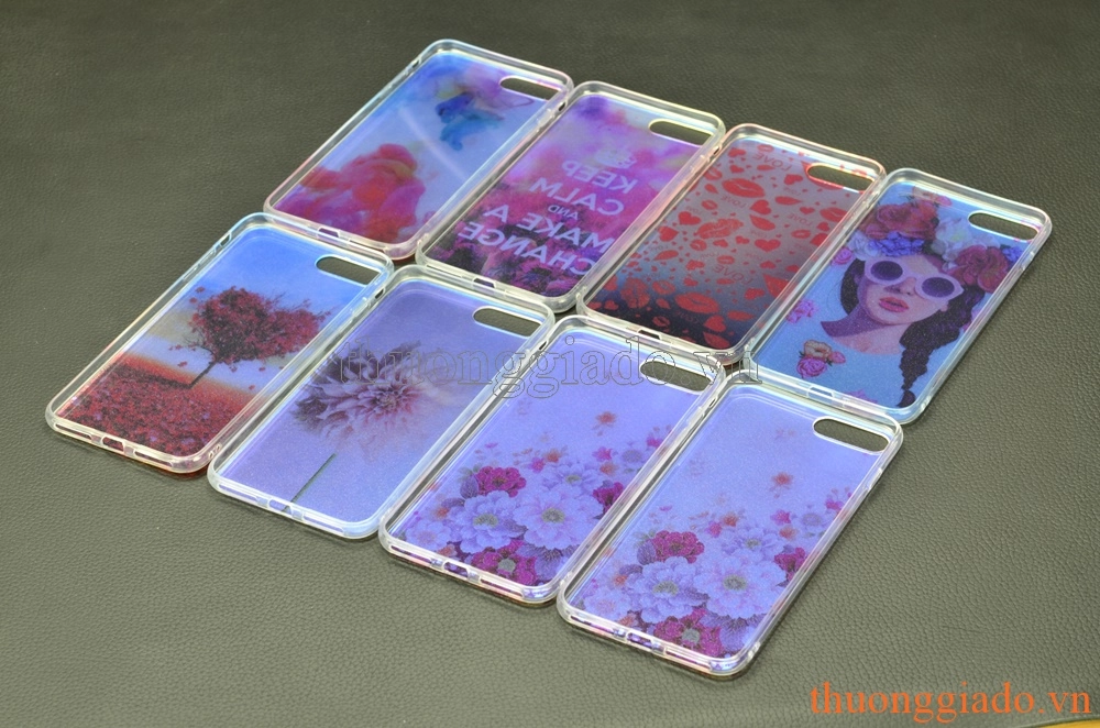 Ốp lưng silicone iPhone 7 Plus (5.5"), mặt lưng in 3D, chủ đề hoa lá sắc màu