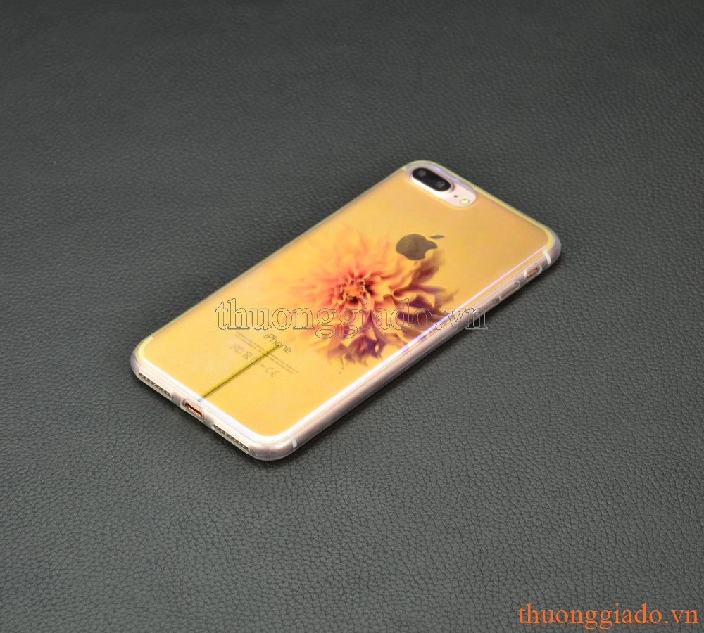 Ốp lưng silicone iPhone 7 Plus (5.5"), mặt lưng in 3D, chủ đề hoa lá sắc màu