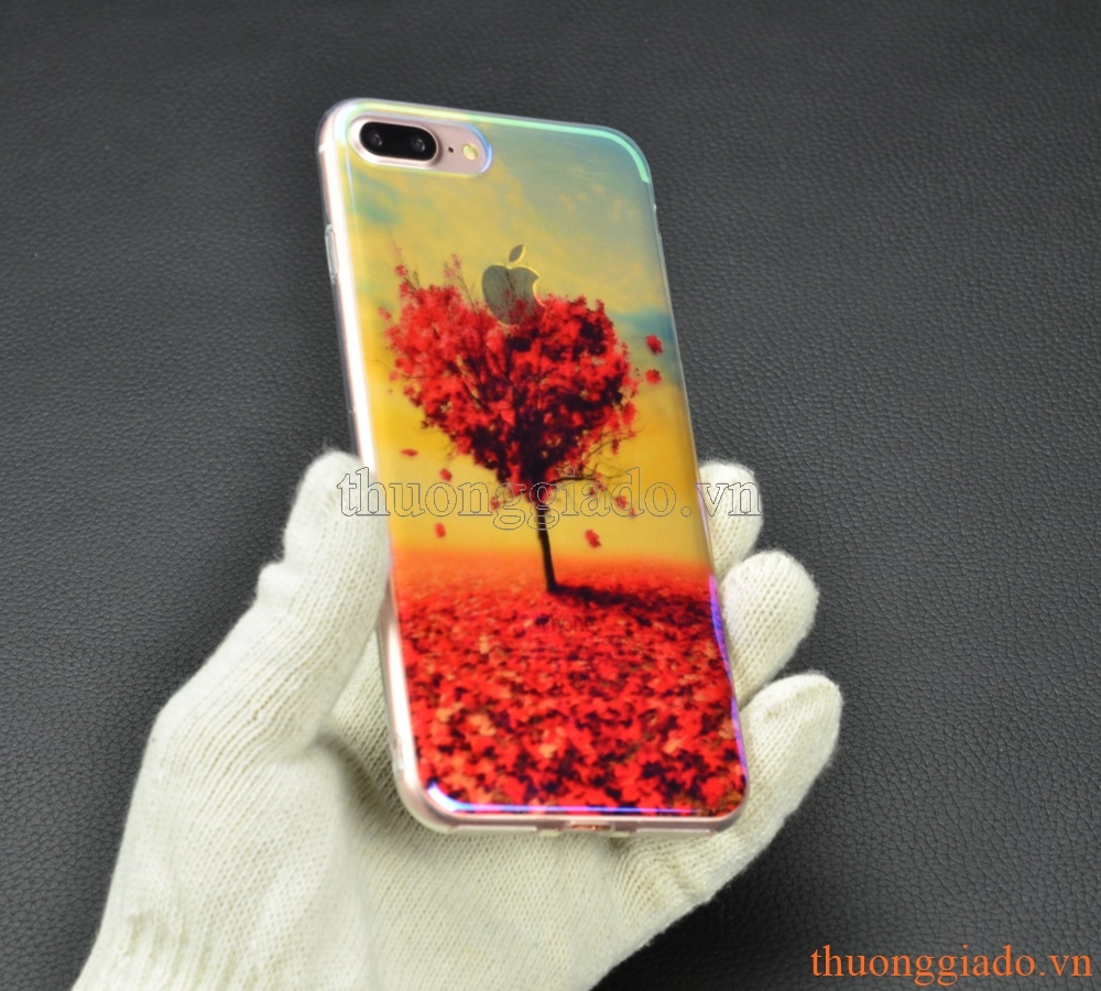 Ốp lưng silicone iPhone 7 Plus (5.5"), mặt lưng in 3D, chủ đề hoa lá sắc màu