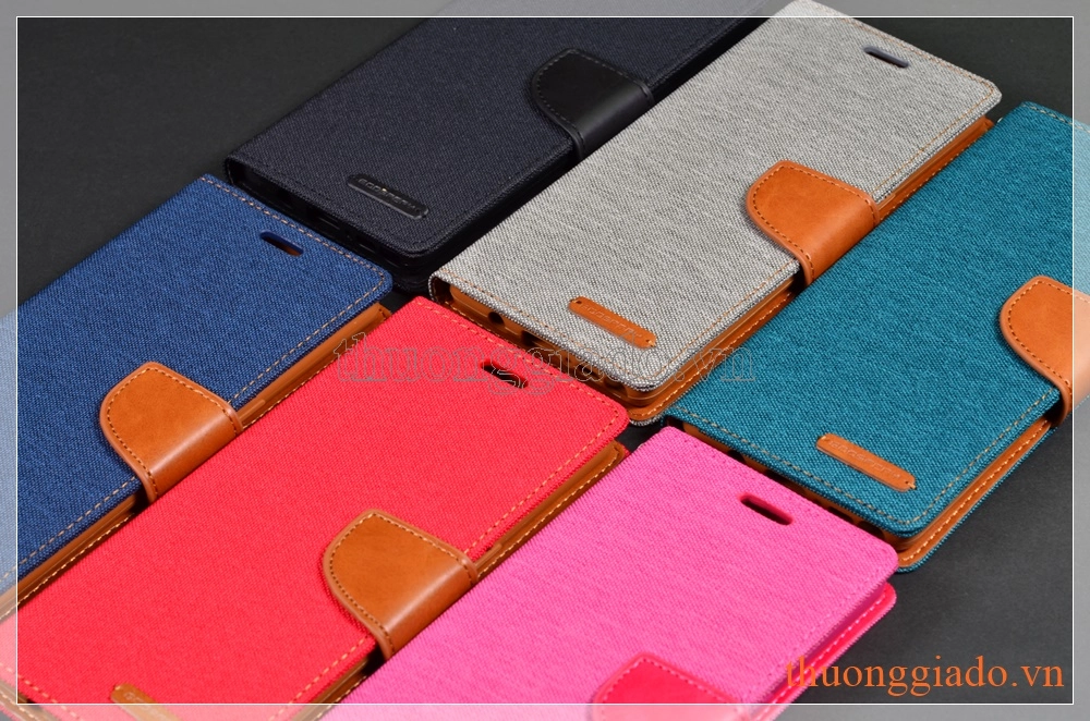Bao da Samsung Note 8/ N950 (Hiệu CANVAS DIARY, GOOSPERY, mặt ngoài bọc vải)