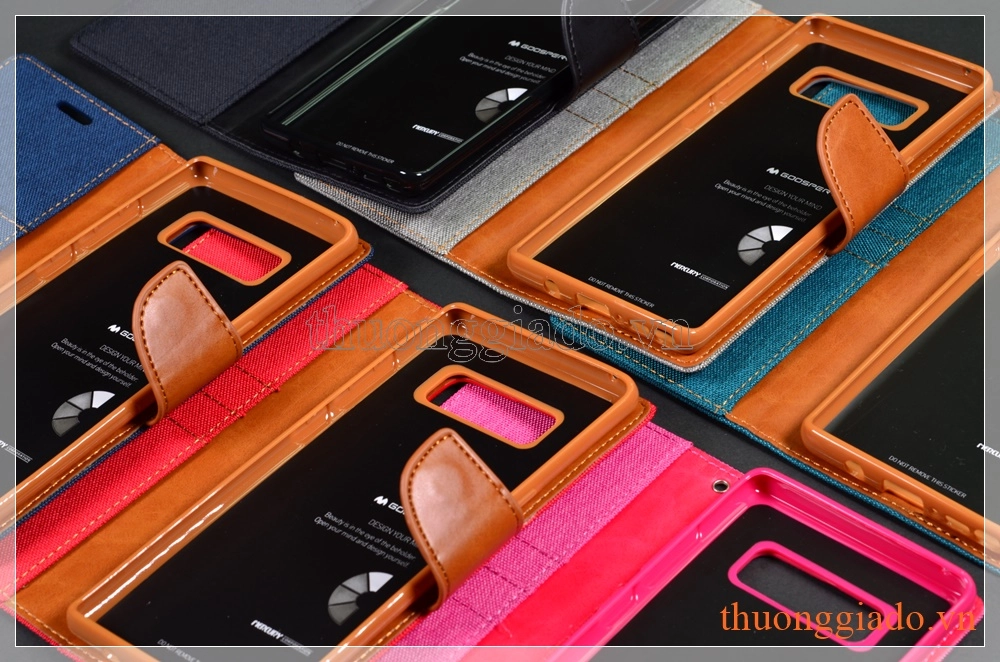 Bao da Samsung Note 8/ N950 (Hiệu CANVAS DIARY, GOOSPERY, mặt ngoài bọc vải)